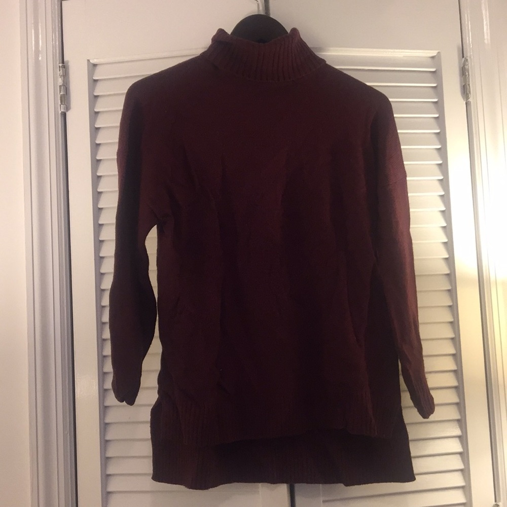 Wool Burgundy Turtleneck Sweater